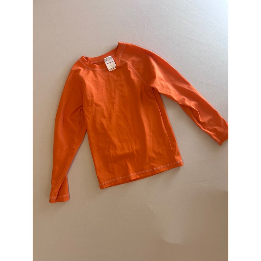 Hanna Andersson Rash Guard Kids Size 6-7 Orange Long Sleeve Swim Shirt